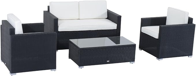 Outsunny 4 Piece Wicker Patio Furniture Set - Image 4
