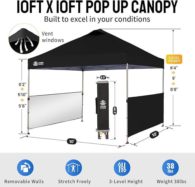 CROWN SHADES 10x10 Pop up Canopy Tent Instant Canopy - Image 7