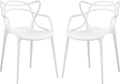 Modway Entangled Modern Molded Plastic Two Dining Armchairs in White by Modway