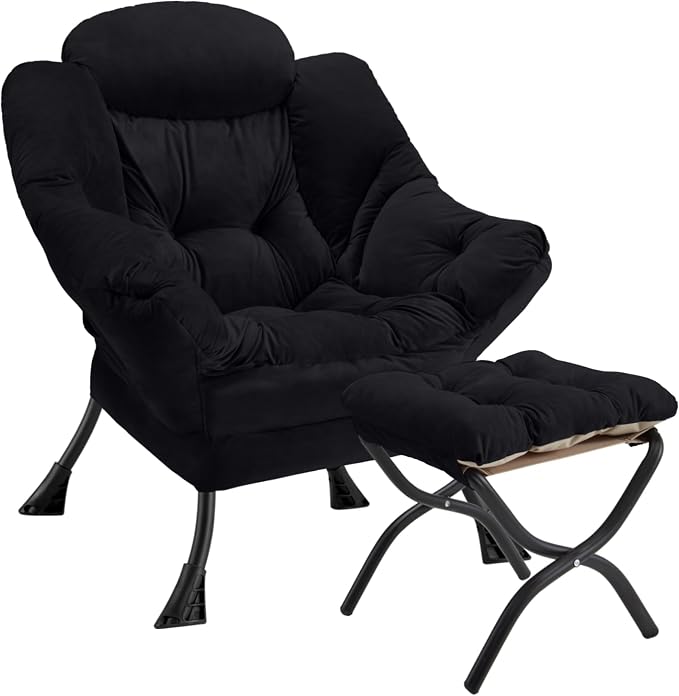 Lazy Chair with Folding Ottoman Modern Large Accent Chair, Contemporary Lounge by Congermom