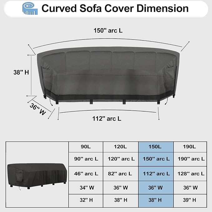 OutdoorLines Waterproof Curved Outdoor Sectional Cover - Image 2