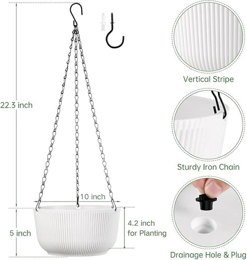 10 Inch Hanging Planters for Outdoor Indoor Plants - Image 2
