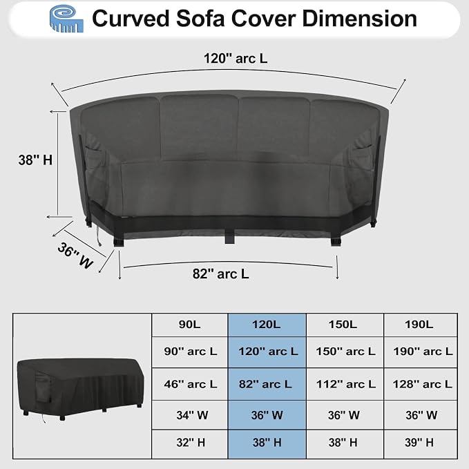 OutdoorLines Waterproof Curved Outdoor Sectional Cover - Image 2