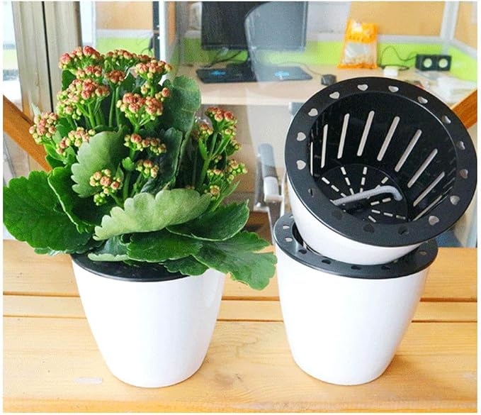 3.5“ Self Watering Planter White Flower Pot, Mini Plant Pot, African Violets - Image 3