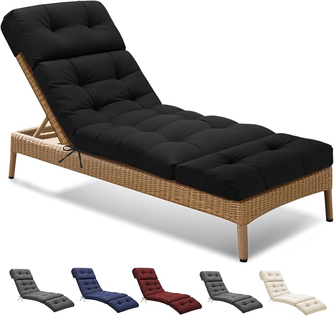 Outdoor Chaise Lounge Chair Cushion 74.4 x 22 x 4.7 Inches Non-Slip Lounge by Unknown