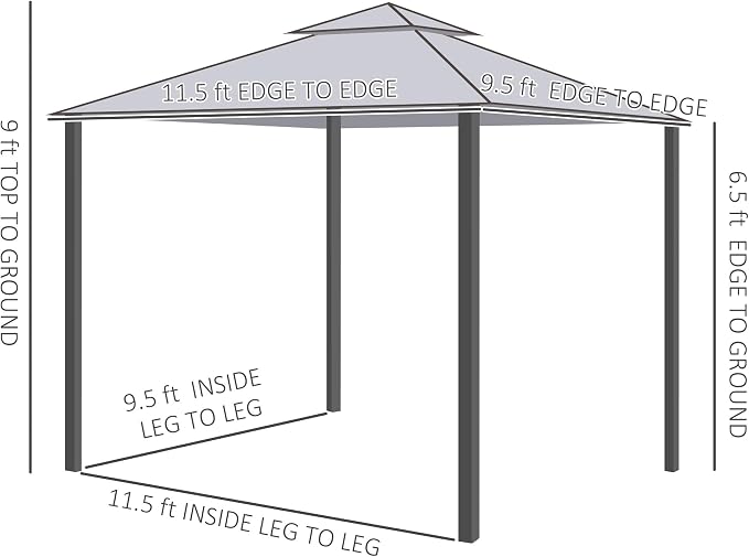 Outsunny 9.6' x 11.6' Patio Gazebo, Outdoor Canopy Shelter - Image 7