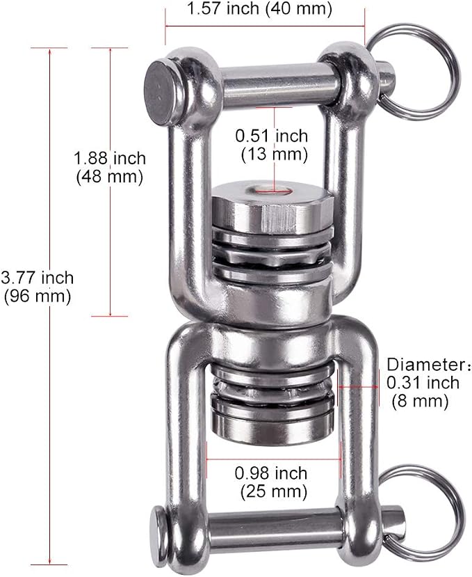 BeneLabel Dual Hanging Rings Hammock Swing Hanger, Swivel Stainless Steel - Image 7