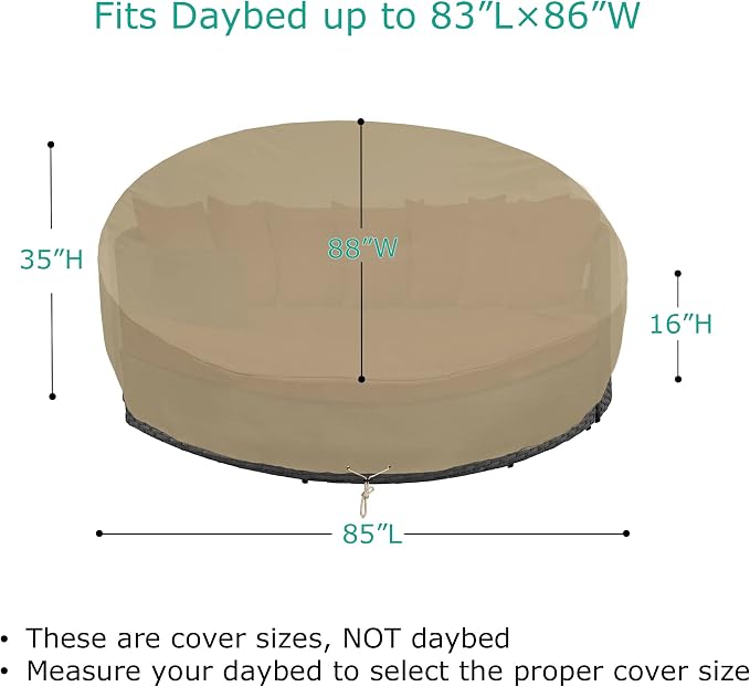 SunPatio Outdoor Daybed Cover 88 Inch, Heavy Duty Waterproof Patio Furniture - Image 2