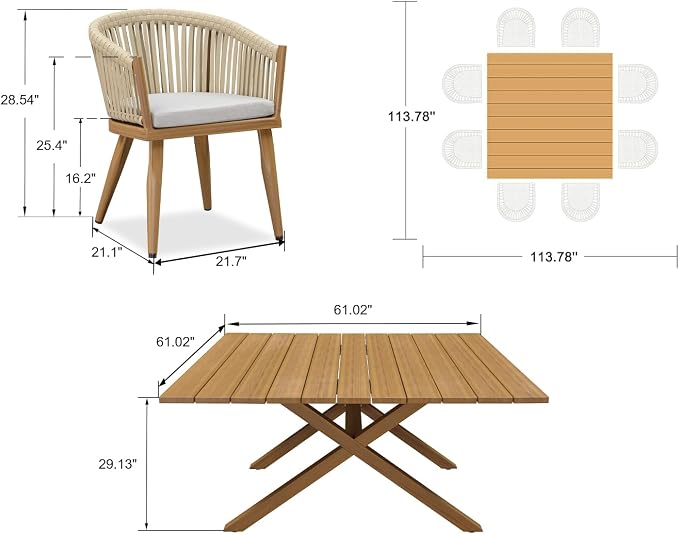 PURPLE LEAF 9 Pieces Outdoor Dining Set - Image 7