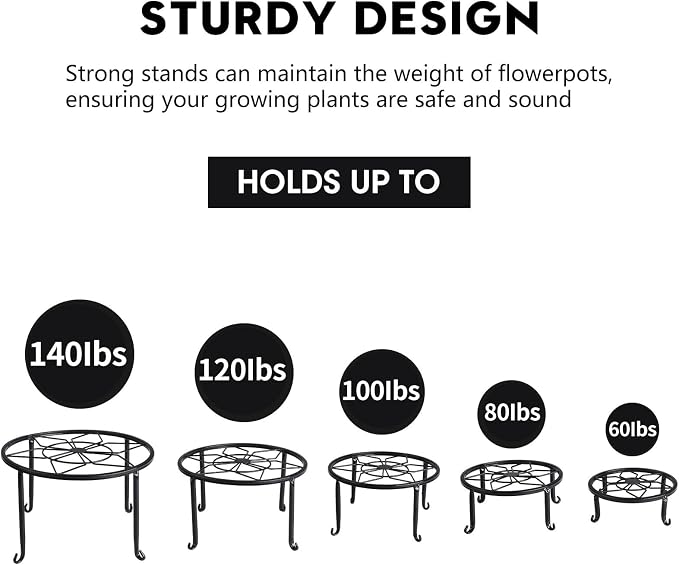 5 Pack Metal Plant Stands, Heavy Duty Potted Holder - Image 4