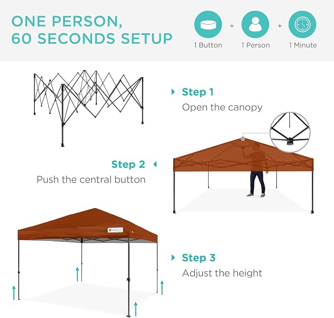 Best Choice Products 12x12ft Pop Up Canopy Tent, Outdoor Shade, 1 Person 1 - Image 2