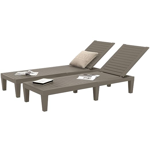DWVO Outdoor Chaise Lounge, Pool Lounge Chair Set of 2 w/ 5-Level Backrest by DWVO