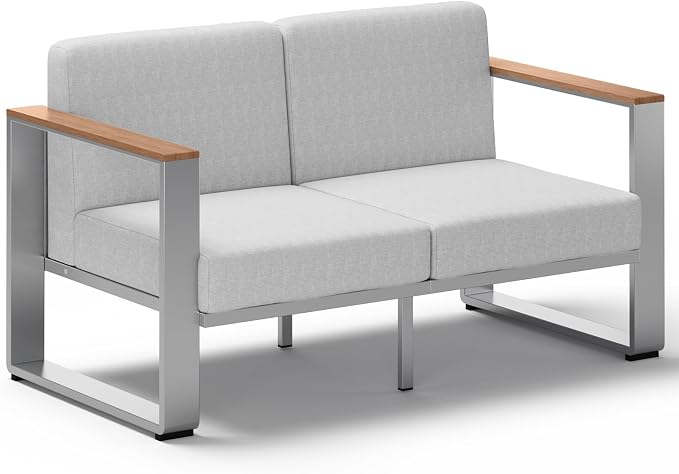 Outdoor Aluminum Loveseat, Modern Patio Patio Furniture by ComfCove