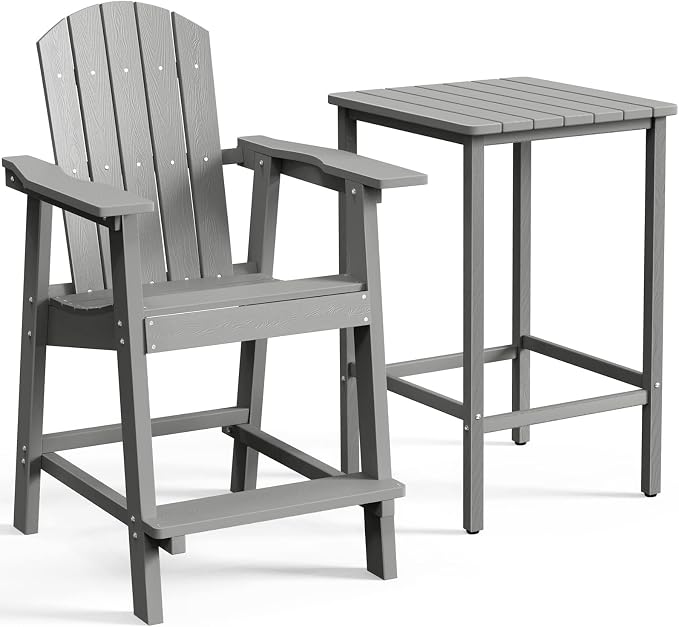 DWVO 25" Tall Adirondack Chair, Poly Bar Height Balcony Chairs, Weather-Durable - Image 9