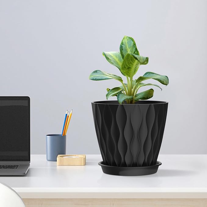6 inch Plant Pots, 5 Pack Flower Pots - Image 5