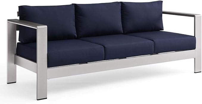 Modway Shore Aluminum Metal Outdoor Patio Sofa - Image 3