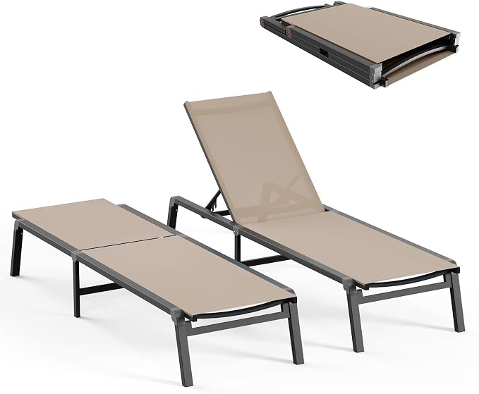Patio Chaise Lounge Chair, Foldable Lounge Chair by CIOKEA