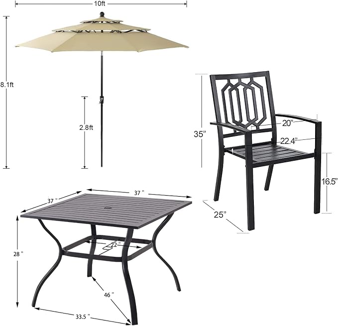 PHI VILLA Patio Dining Set 5 pcs - Image 9