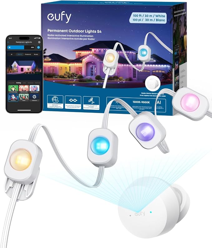 eufy Permanent Outdoor Lights S4, Radar-Activated, 100ft by eufy