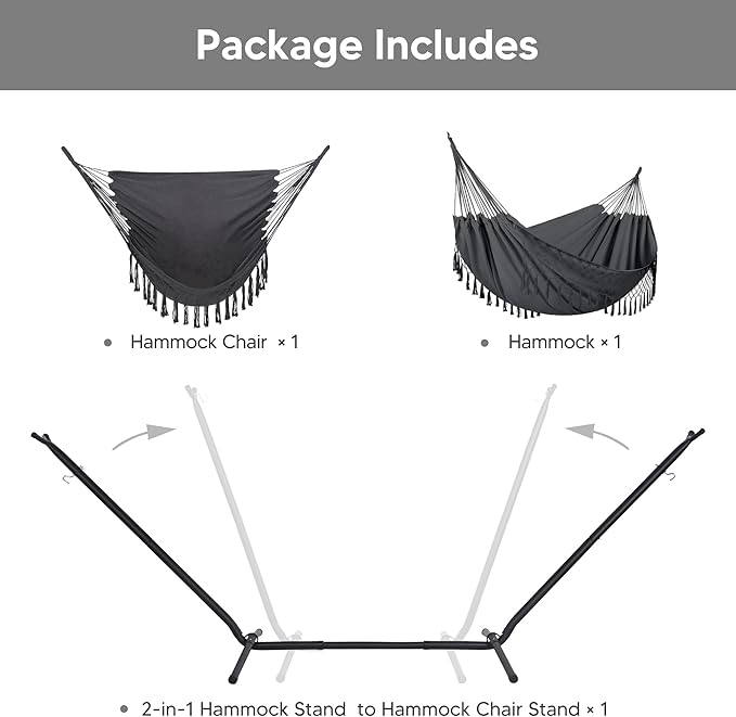 SUNCREAT 2-in-1 Hammocks Convertible Portable Double Hammock - Image 3