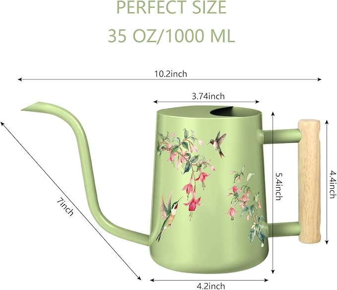 Watering Can Indoor Plants, 35oz Small Stainless Steel Metal Watering Can - Image 3