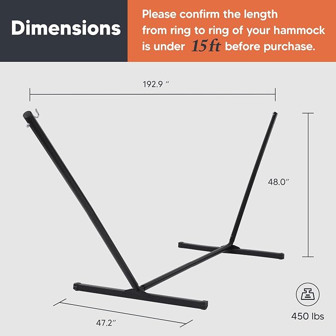 SUNCREAT 15 ft Outdoor Hammock Stand, Heavy Duty Hammock Stand Only - Image 3