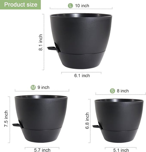 10/9/8 inch Medium Self Watering Pots, Plant Pots - Image 2