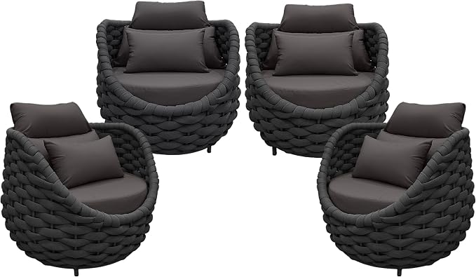 TWT 6 Pieces Patio Sofas All-Weather Teslin Rope Balcony Furniture - Image 7