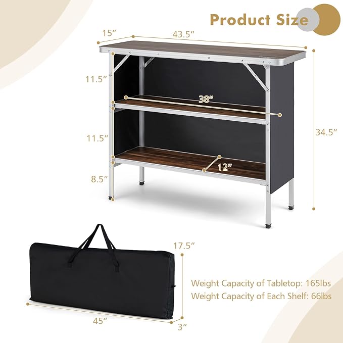 COSTWAY Folding Picnic Table, Portable Camping Table - Image 2
