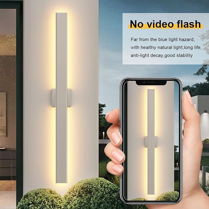 Aipsun 2 Packs Nickel Outdoor Wall Light 39.4inch Modern LED Exterior Wall - Image 6