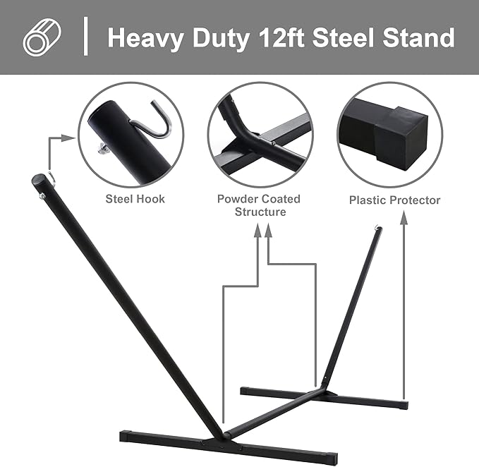SUNCREAT Portable Hammock with Stand, Heavy Duty Standing Hammock, 450 lbs - Image 7