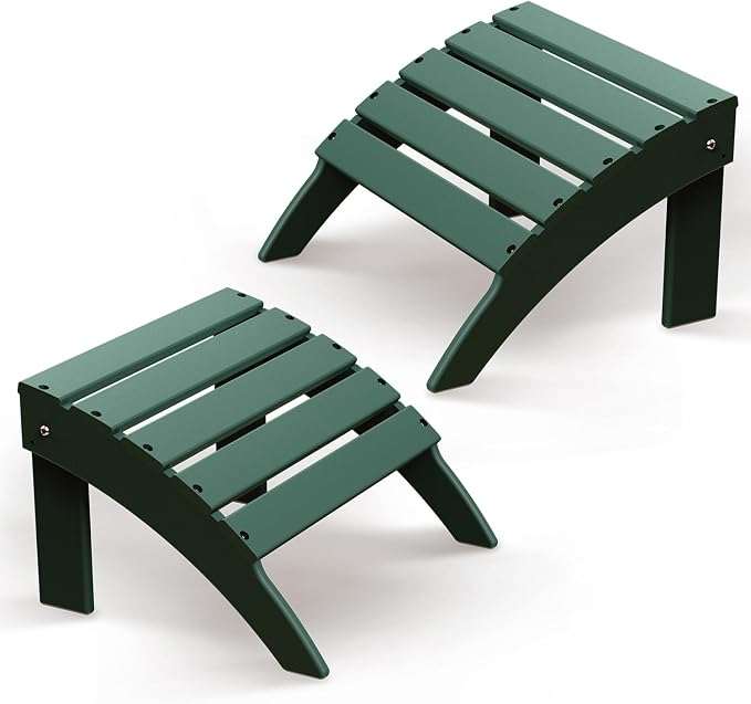 BRIOPAWS Adirondack Ottomans | Folding | Set of 2 | HDPE Plastic | Forest by BRIOPAWS
