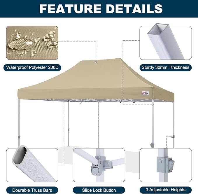 MASTERCANOPY Pop Up Canopy Tent Commercial Grade 10x15 Instant Shelter - Image 3