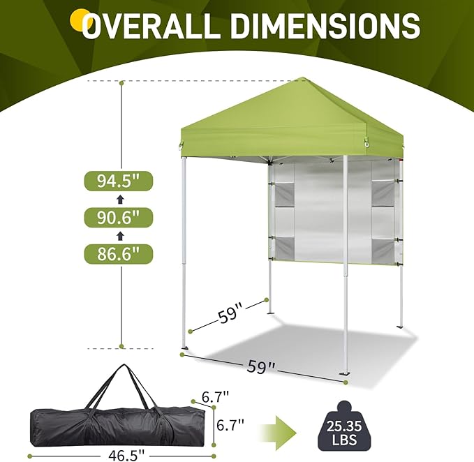 VINGLI 5x5 ft Pop Up Canopy Tent, Outdoor Small Gazebo - Image 3