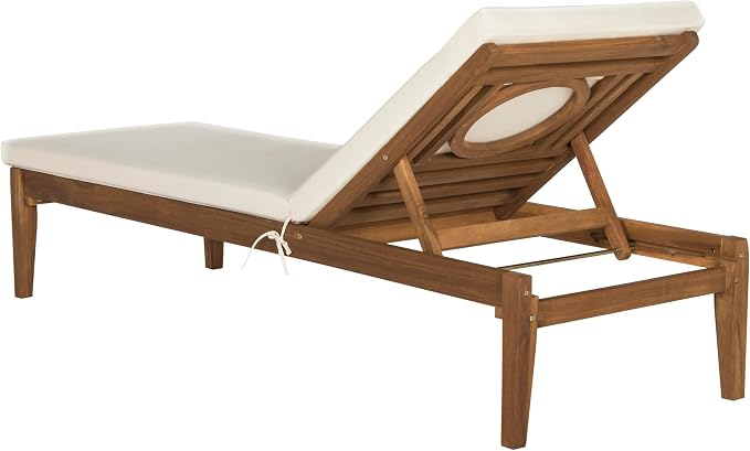 SAFAVIEH Outdoor Collection Montclair Natural Solid Wood/Beige Cushion - Image 5