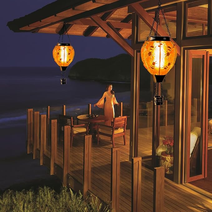 Starsoul Hot Air Balloon Solar Lantern Bee Glass Hanging Outdoor Hot Air - Image 5