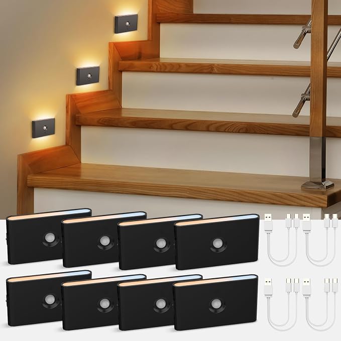 wowatt Rechargeable Motion Sensor Stair Light, Dimmable Step Lights Indoor - Image 9
