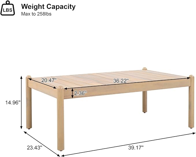 Christopher Knight Home Lenor Patio Acacia Wood Coffee Table, Solid Wood - Image 2
