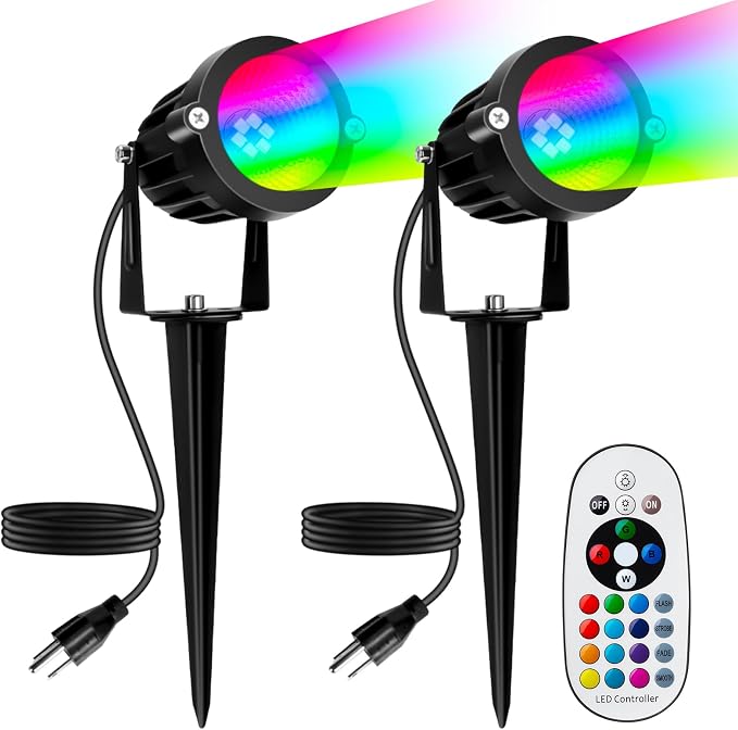 PYDS Christmas Spotlights Outdoor, 12W RGBW Halloween Spot Lights by Unknown
