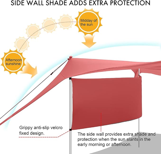Beach Canopy Tent Shade with Sidewalls 10x10FT, 6.6FT Tall, UPF50+ Sun Shelter - Image 2