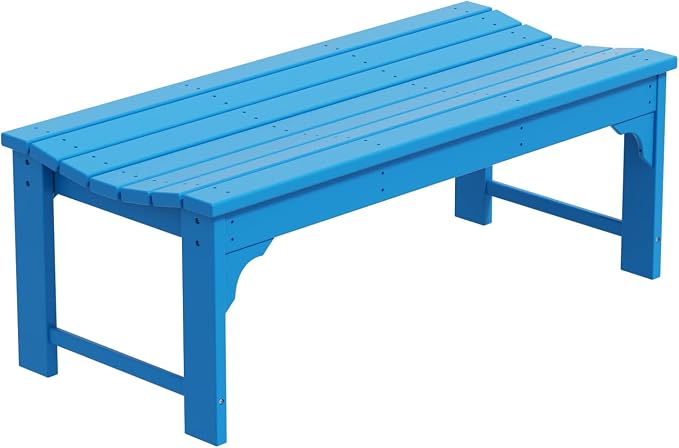 WO Home Furniture Outdoor 46" Backless HDPE Adirondack Bench, Poly Lumber Seat - Image 4