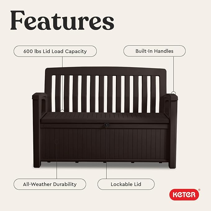 Keter 60 Gallon Storage Bench Deck Box - Image 5