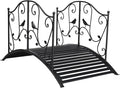 Metal Arch Garden Bridge with Safety Siderails, Decorative Footbridge, Ourdoor by Volowoo