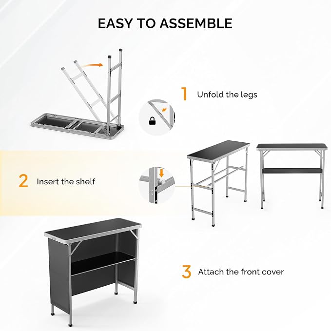 VINGLI 39" Portable Bar Table, Mobile Bar Table - Image 3
