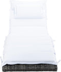 SAFAVIEH Outdoor Collection Colley Grey Brown Wicker/White Cushion Adjustable by SAFAVIEH