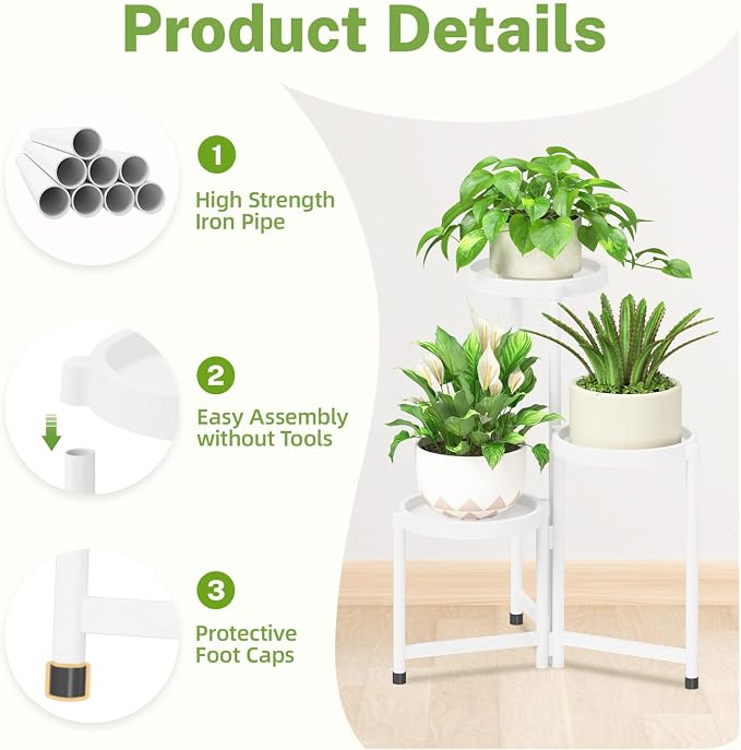 iDavosic.ly 3 Tier Folding Plant Stand Indoor Outdoor - Image 4