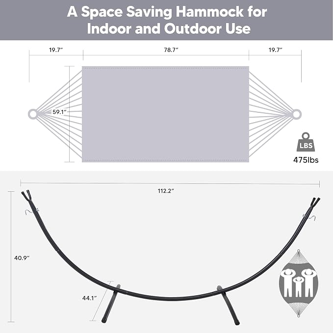 SUNCREAT Stand Alone Hammocks for Outside, 2 Person Self Standing Hammock - Image 5