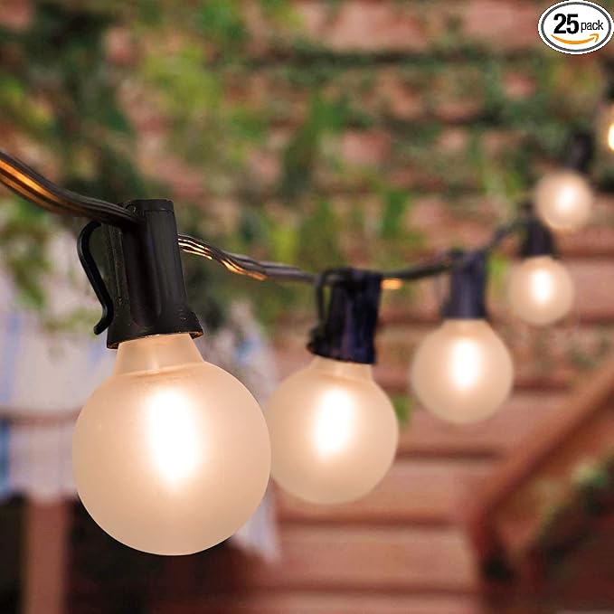 LED Outdoor String Lights 25Ft G40 Frosted White Globe Patio Lights Waterproof by Goothy