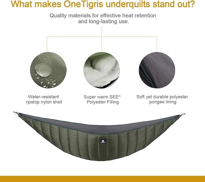 OneTigris Night Protector Ultralight Hammock Underquilt, Full Length Camping - Image 2
