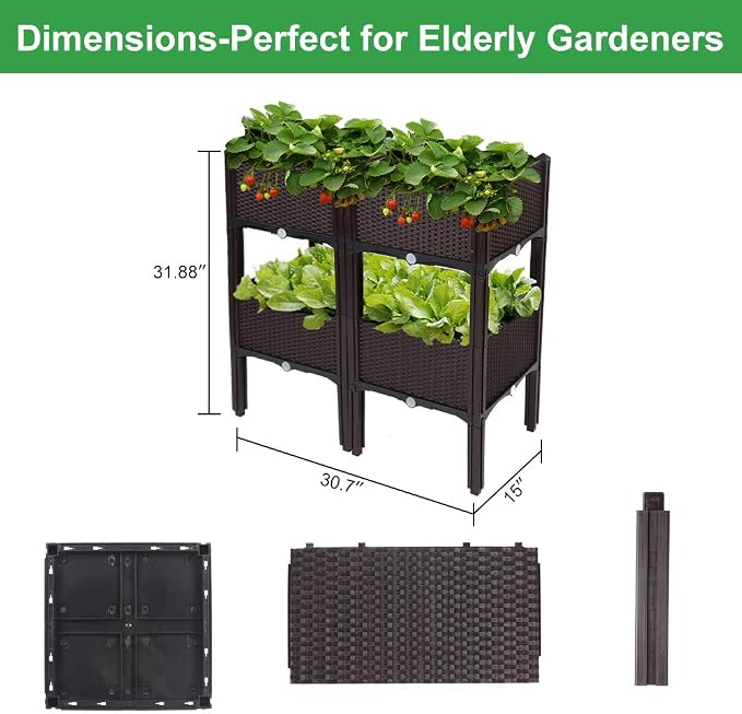 VINGLI Square Raised Garden Bed, Self-Watering Plastic Planter - Image 2